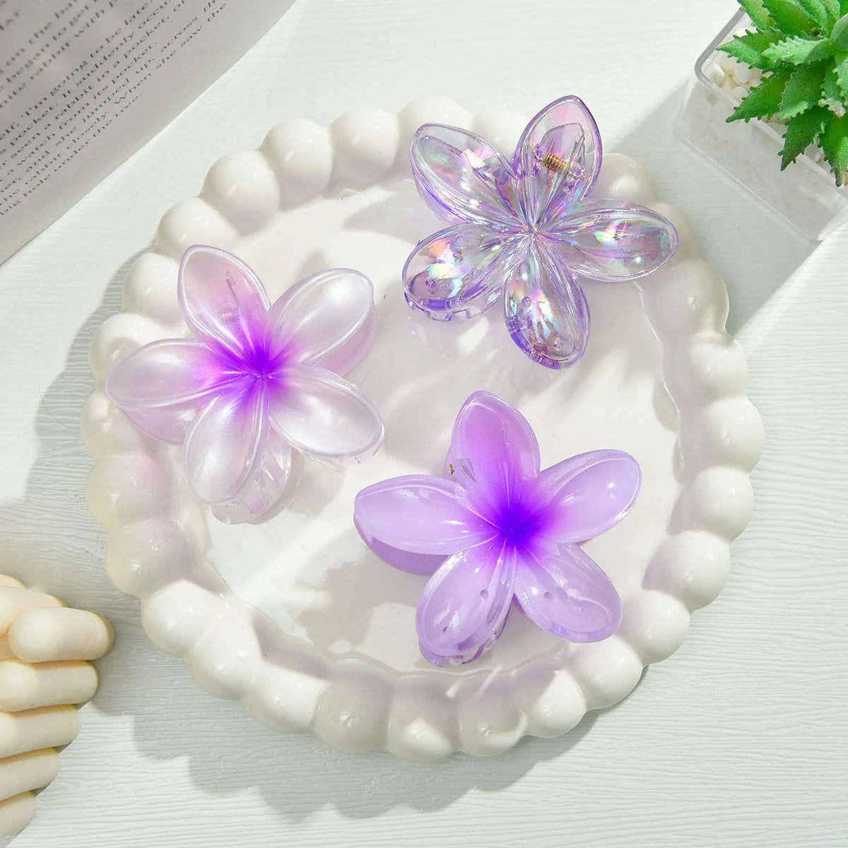 Gradient Flower Hair Clips