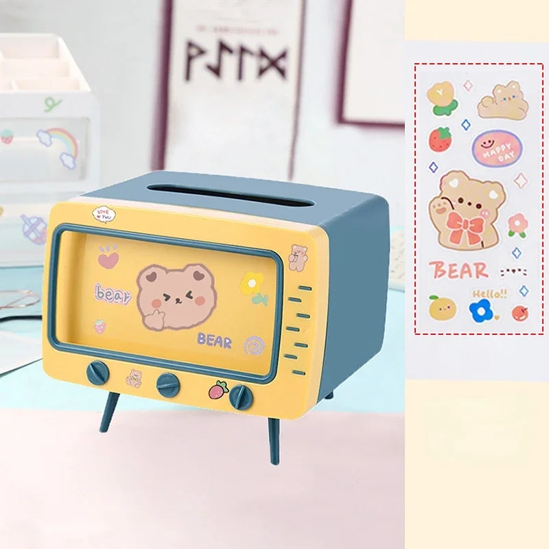 TV Tissue Box Holder with Phone Stand