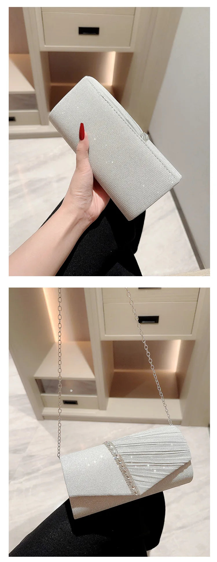 Silver Clutch Evening Bag