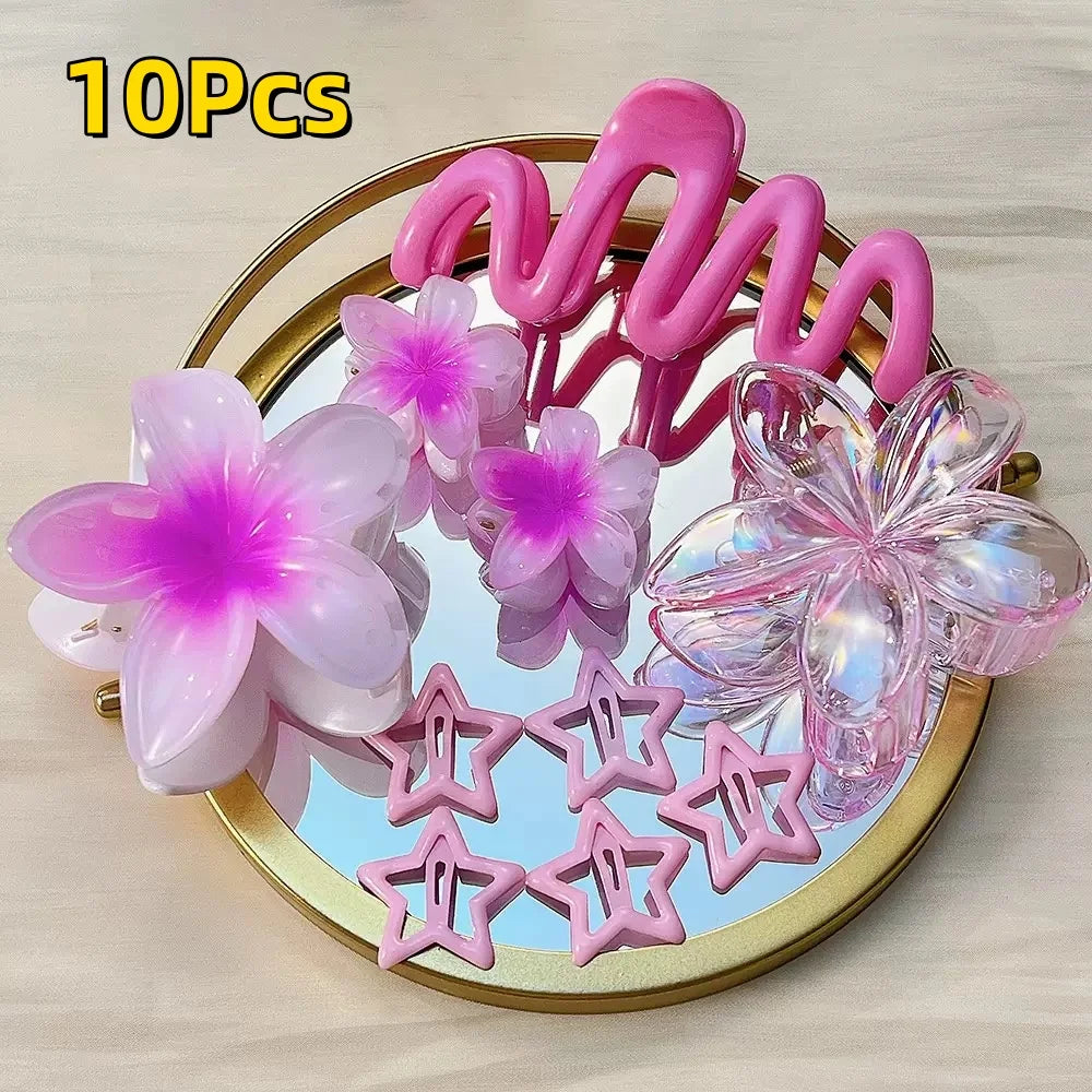 Gradient Flower Hair Clips