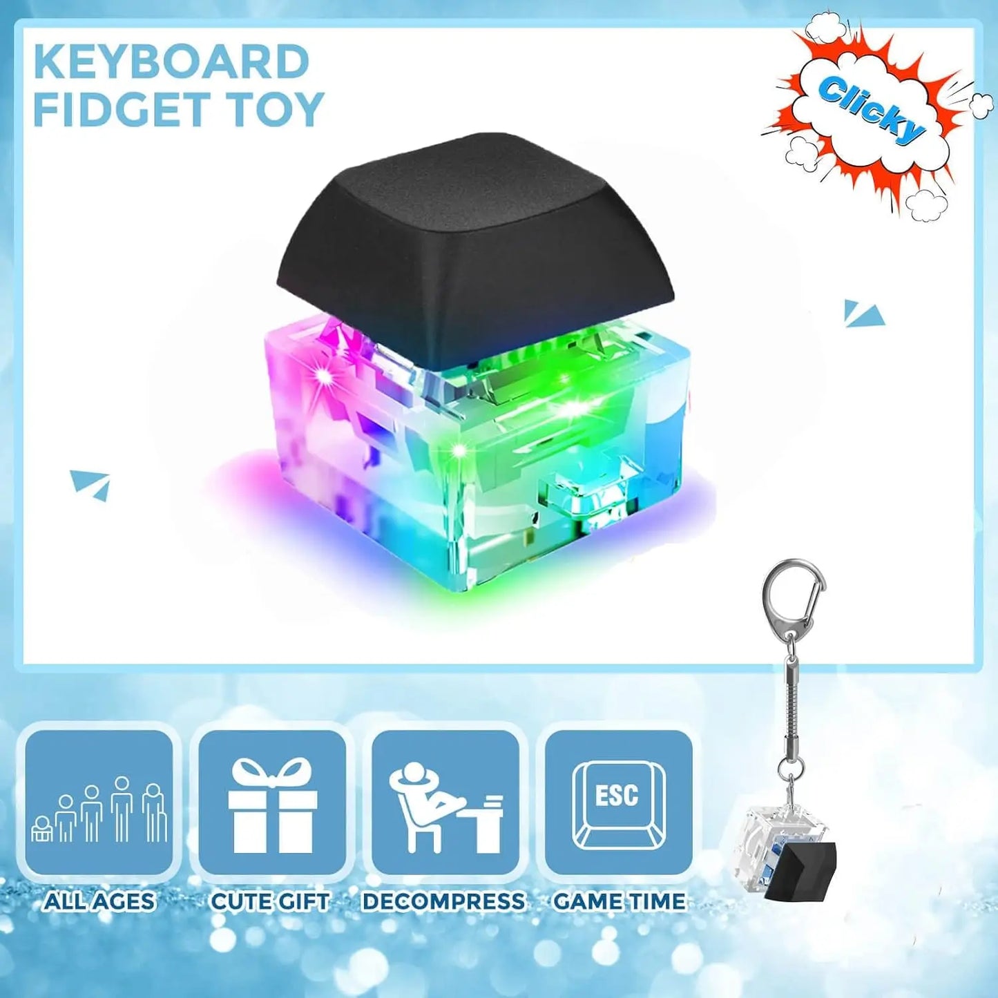 LED Keyboard Fidget Keychain