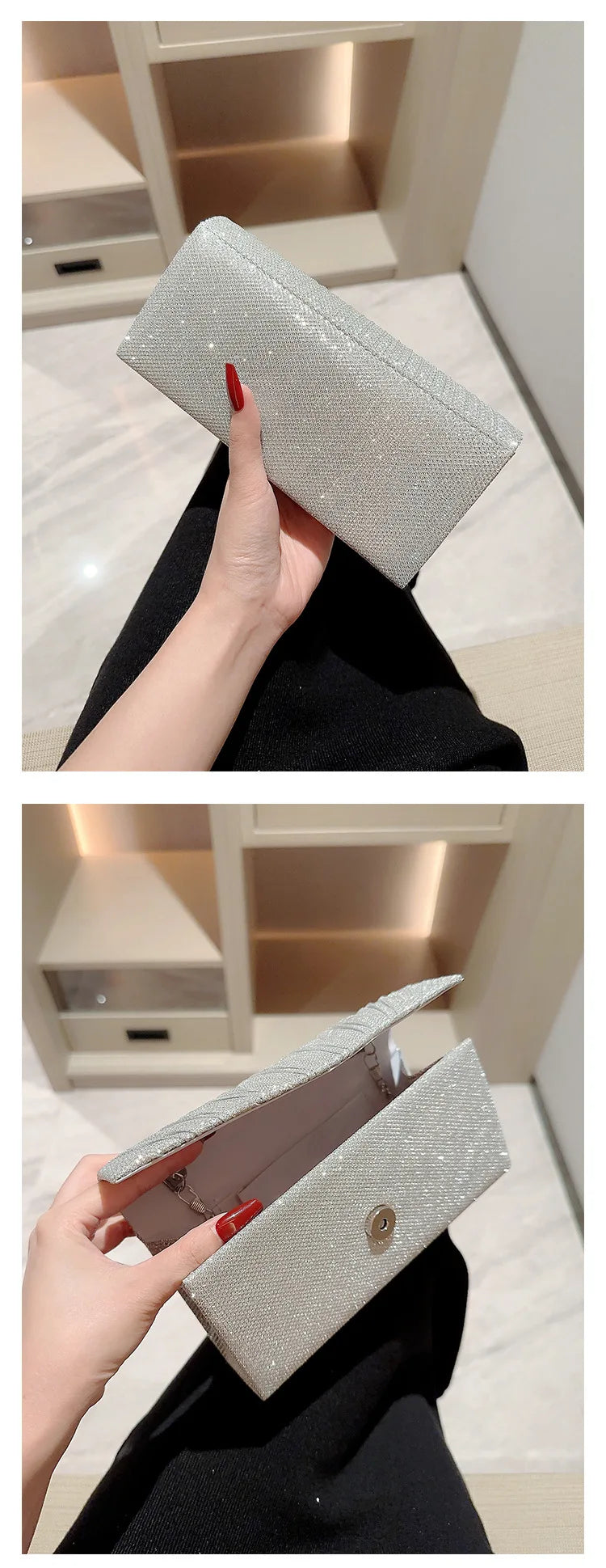 Silver Clutch Evening Bag