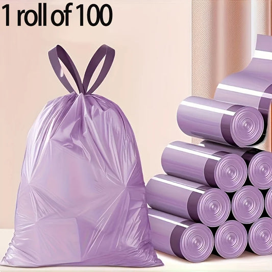 Purple Drawstring Disposable Trash Bags 100 Pack