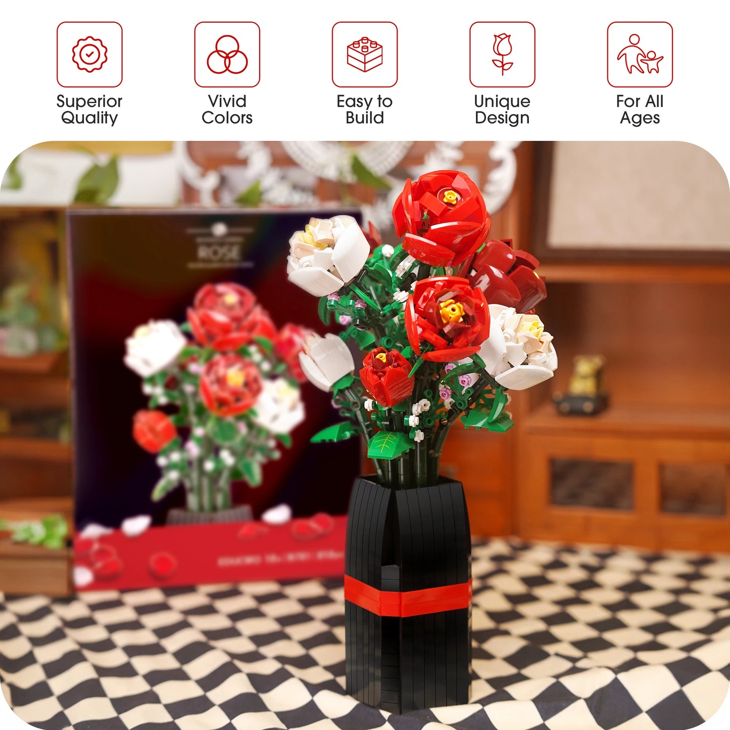 Rose Flower Bouquet Building Set