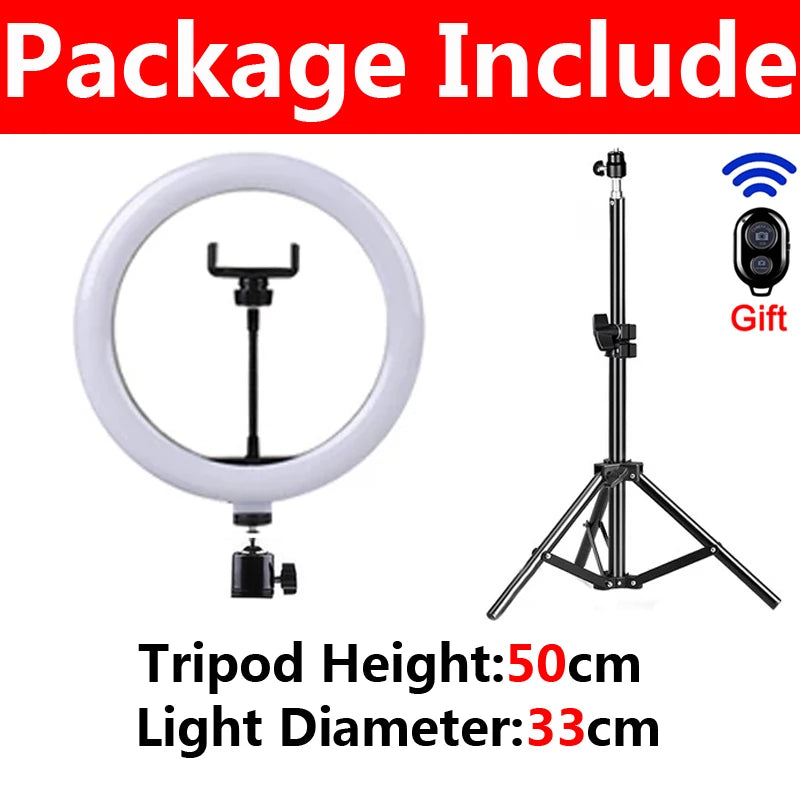 LED Selfie Ring Lamp with Phone Holder Tripod