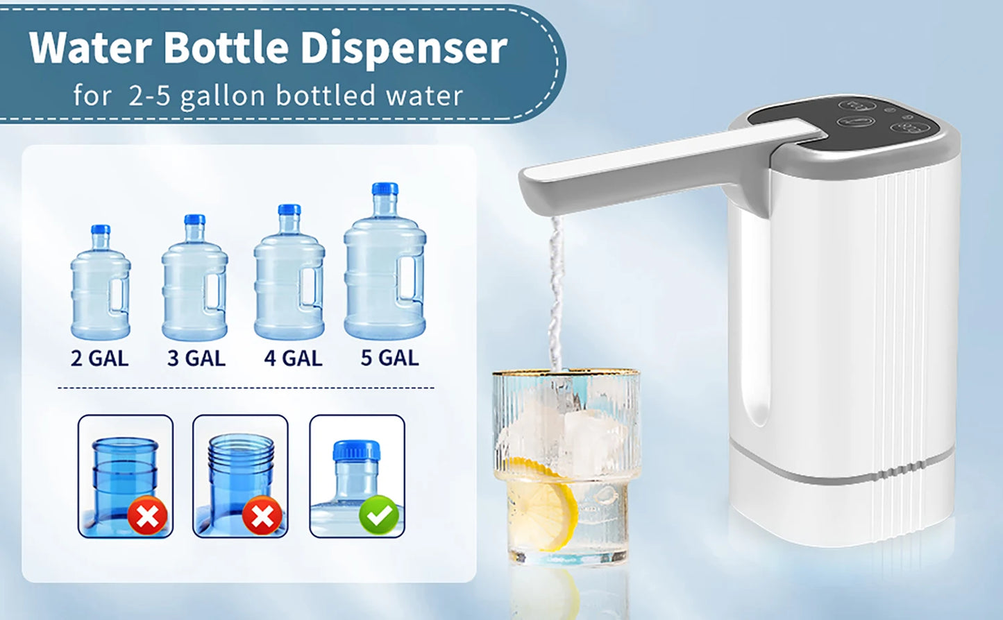 Portable USB Water Dispenser for 2–5 Gallon Bottles