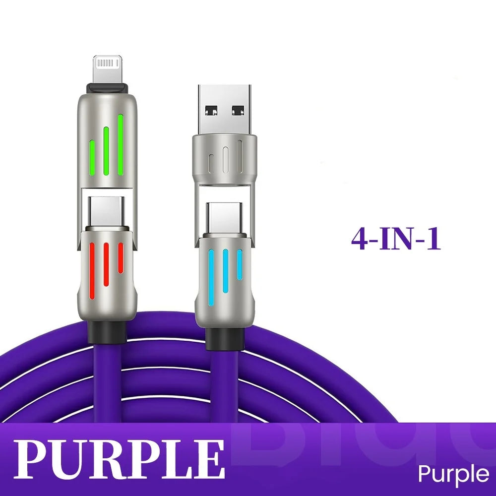240W 4 in 1 Fast Charging Cable USB-A/USB-C to Type-C & Lightning