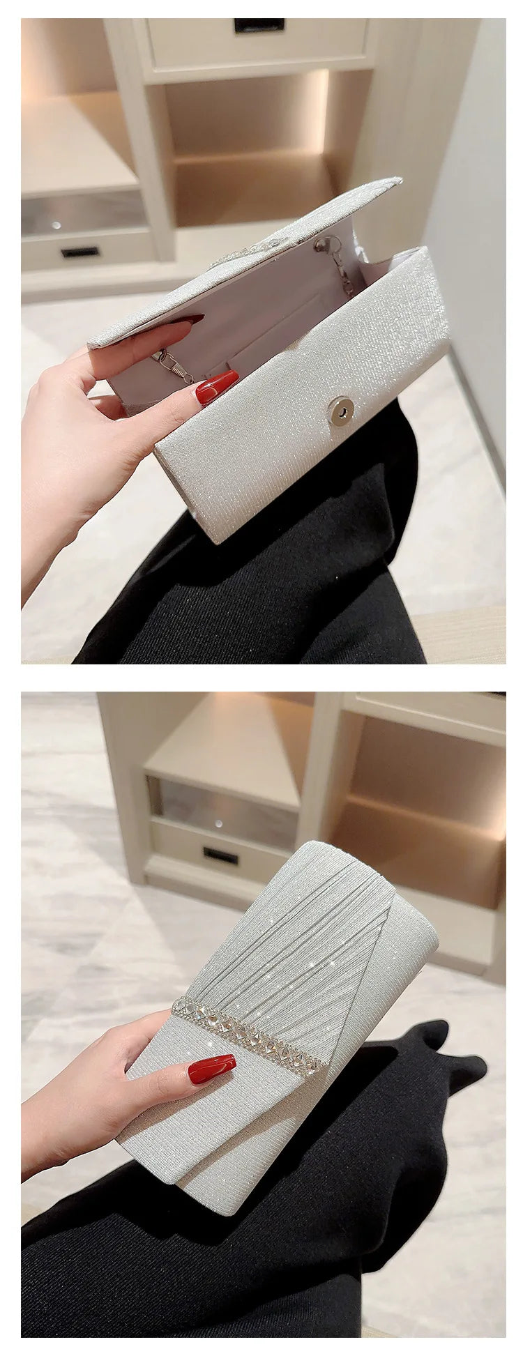 Silver Clutch Evening Bag