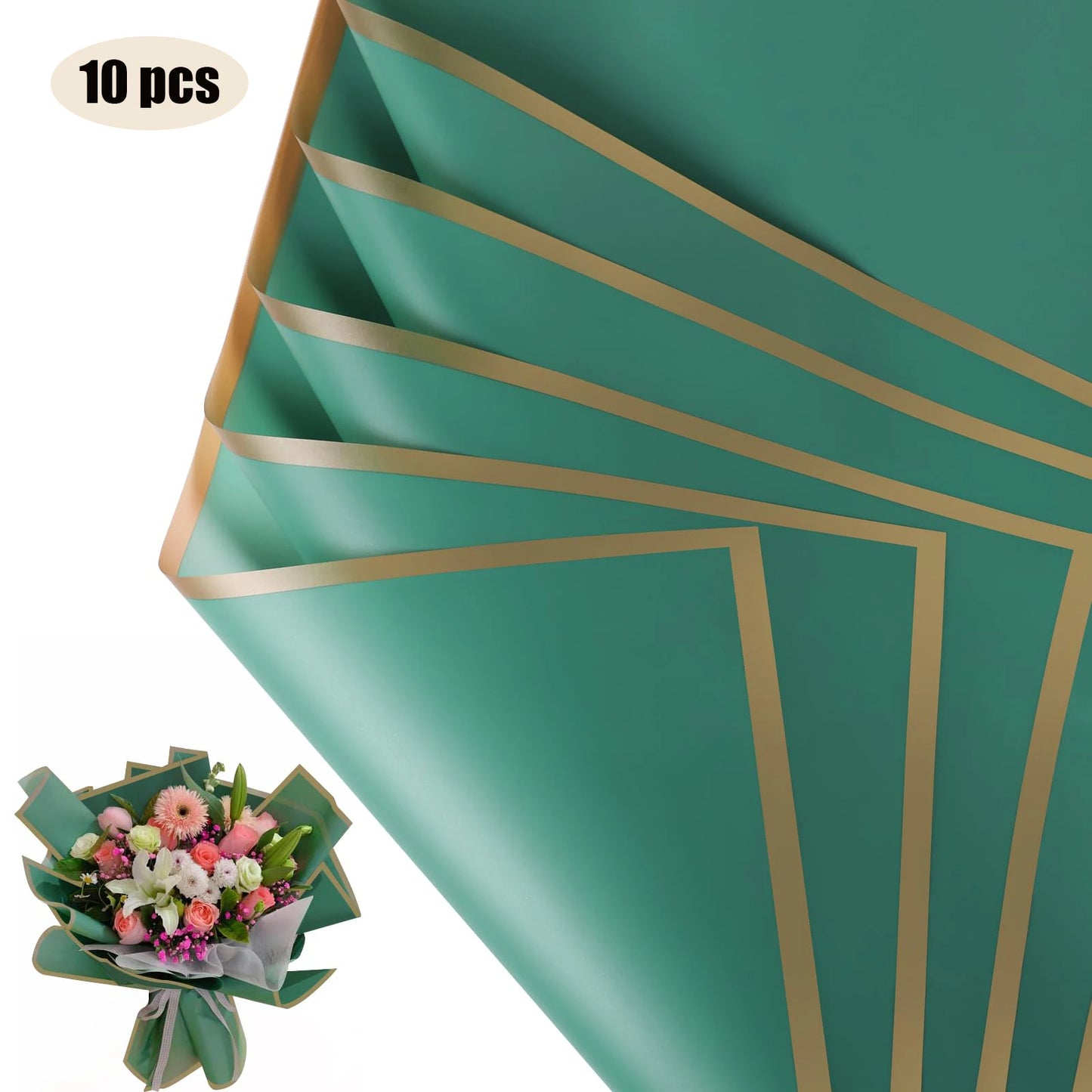 Flower Wrapping Paper with Golden Edges