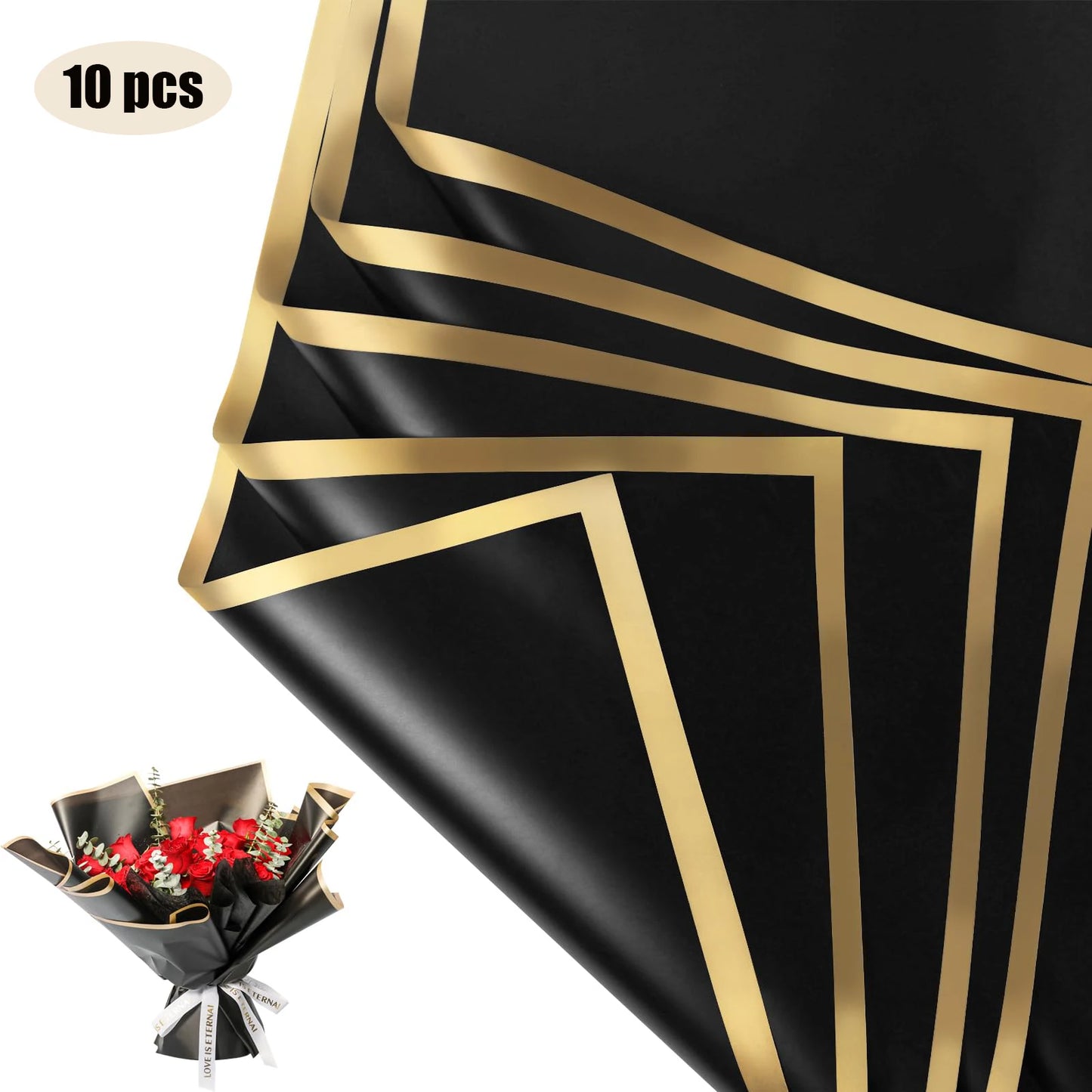 Flower Wrapping Paper with Golden Edges