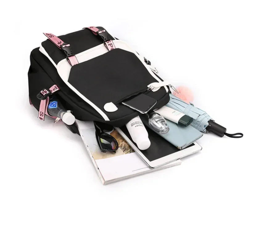 Trendy 2025 KPop Movie Print Backpack for Girls & Boys