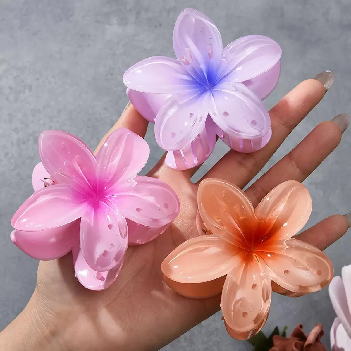Gradient Flower Hair Clips