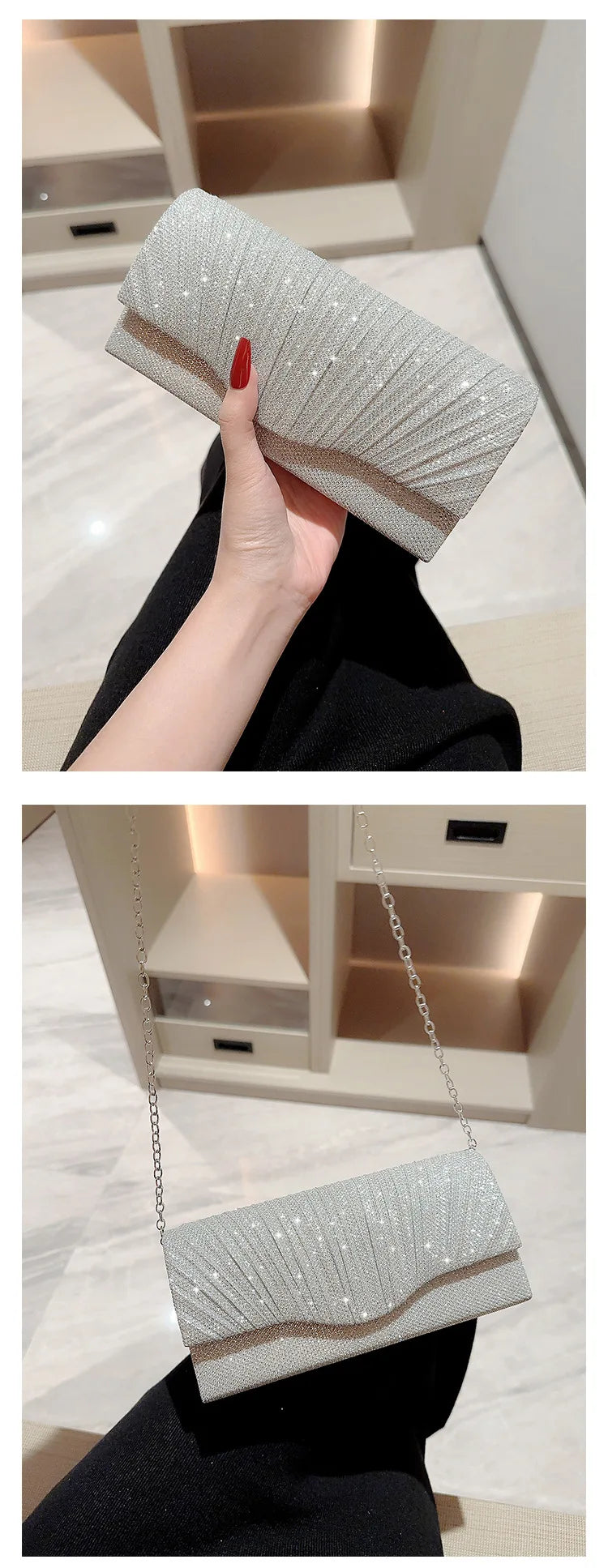 Silver Clutch Evening Bag