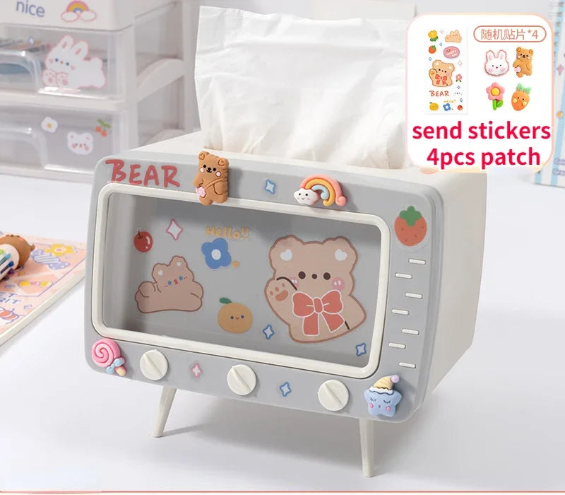 TV Tissue Box Holder with Phone Stand