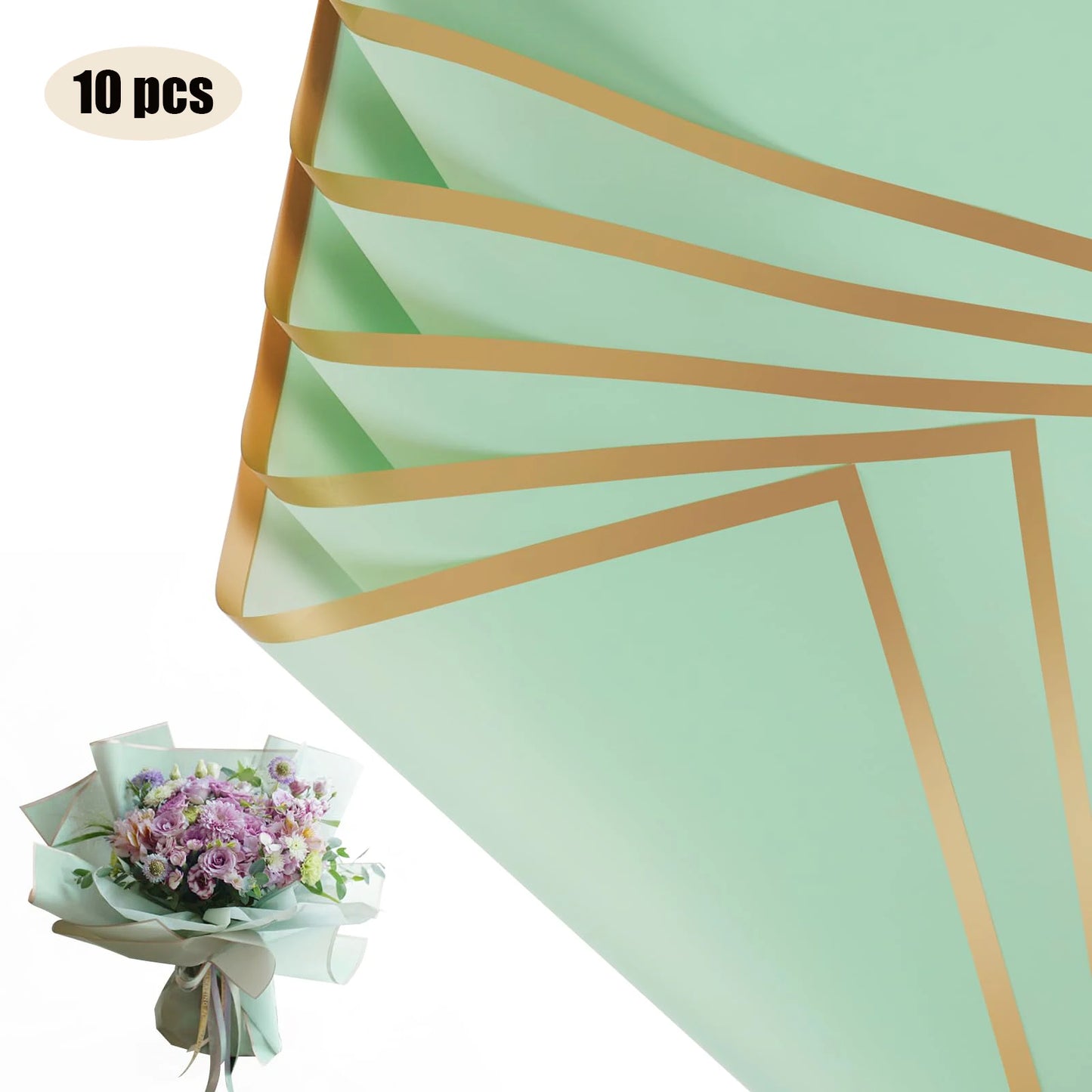 Flower Wrapping Paper with Golden Edges