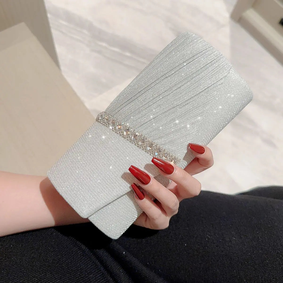 Silver Clutch Evening Bag