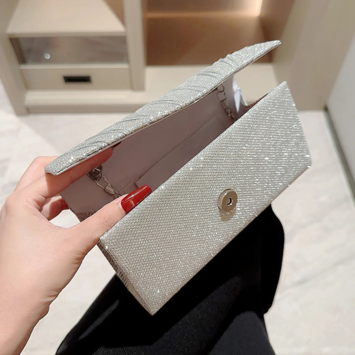 Silver Clutch Evening Bag