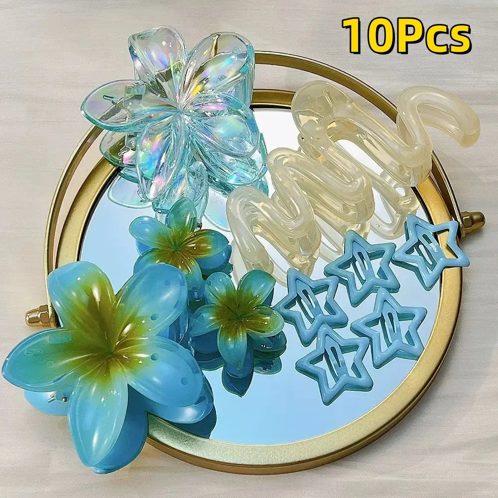 Gradient Flower Hair Clips