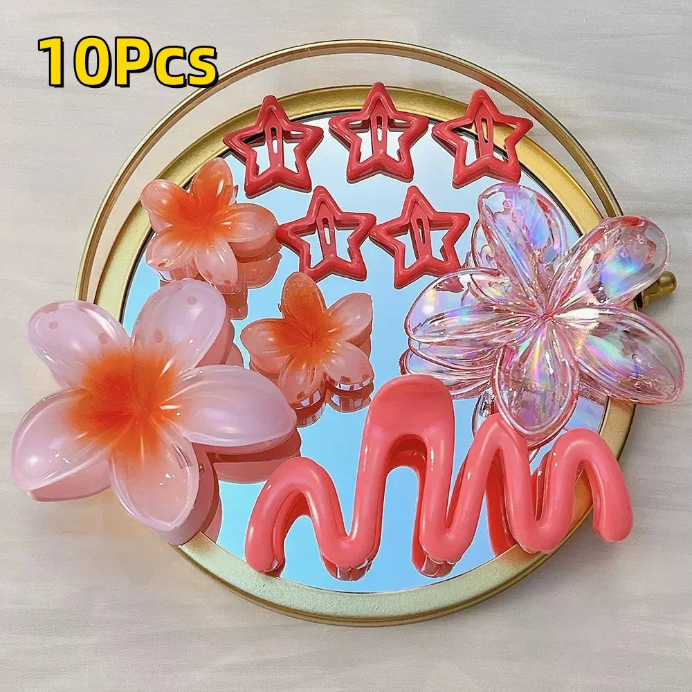 Gradient Flower Hair Clips