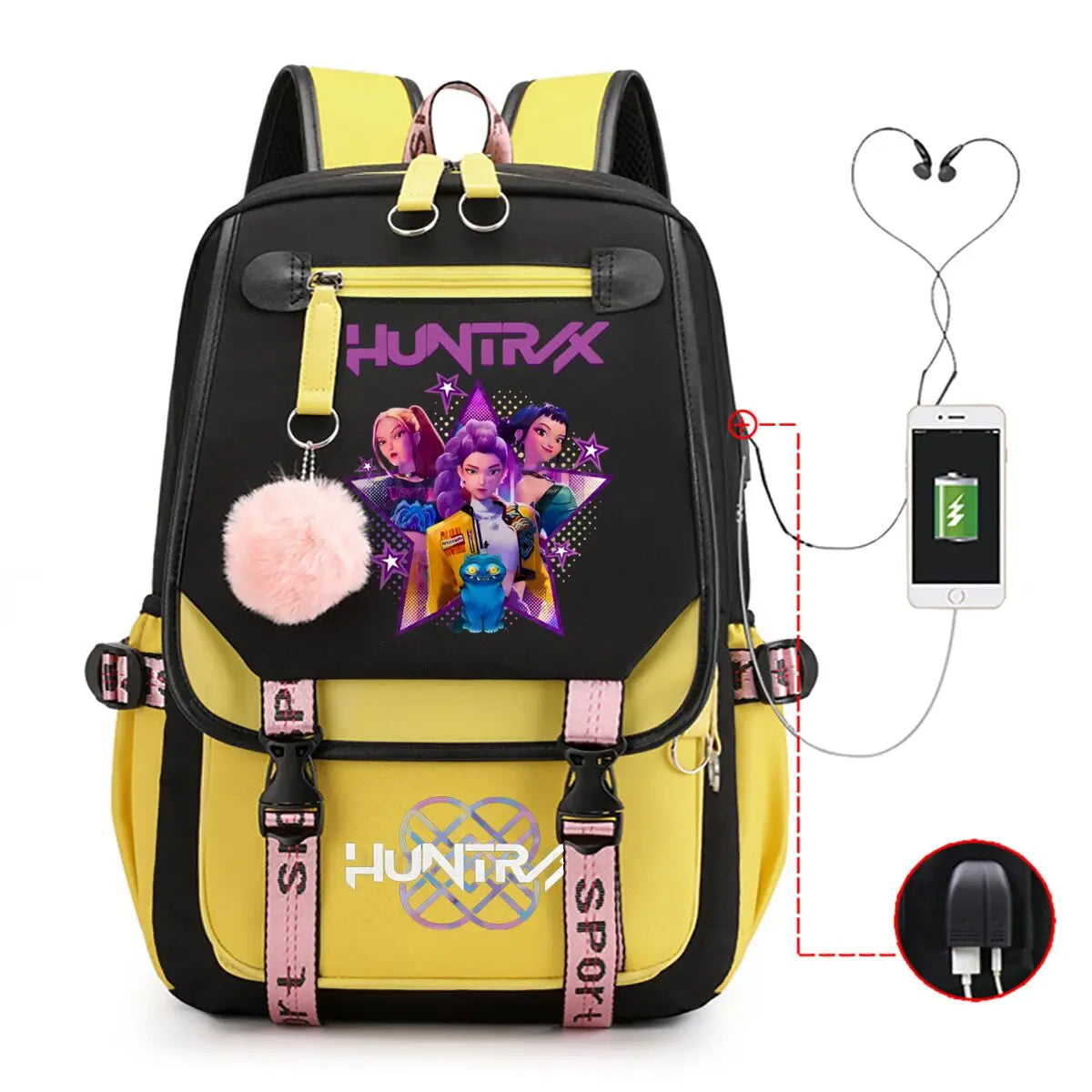 Trendy 2025 KPop Movie Print Backpack for Girls & Boys
