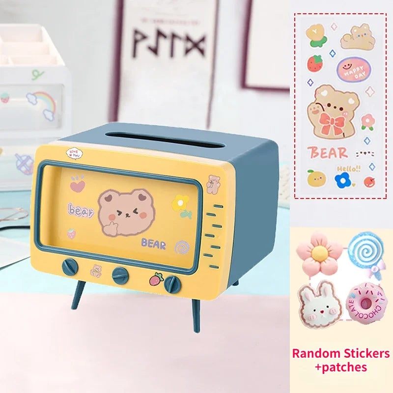 TV Tissue Box Holder with Phone Stand