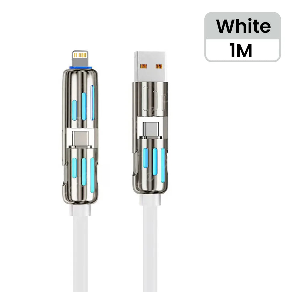 240W 4 in 1 Fast Charging Cable USB-A/USB-C to Type-C & Lightning