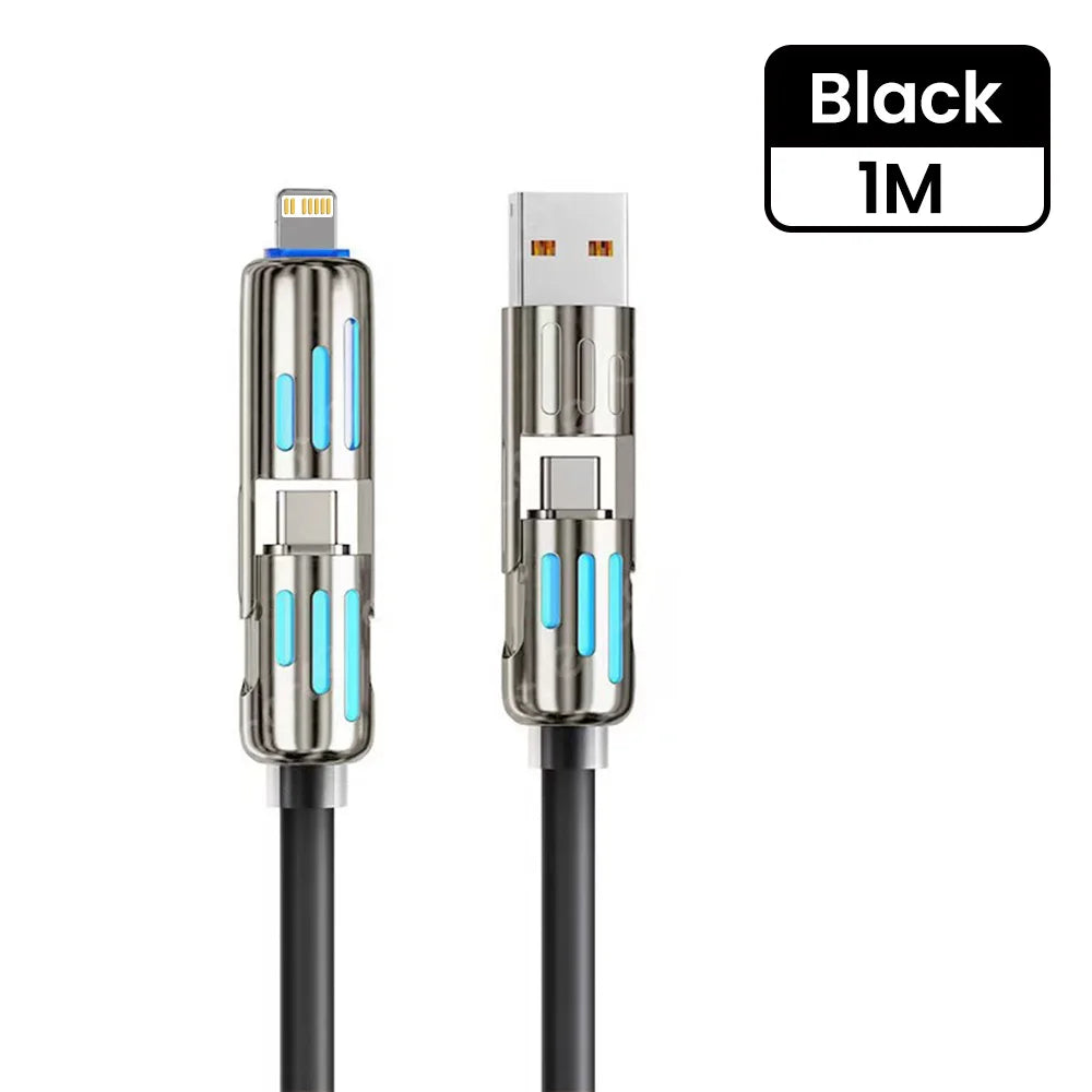 240W 4 in 1 Fast Charging Cable USB-A/USB-C to Type-C & Lightning