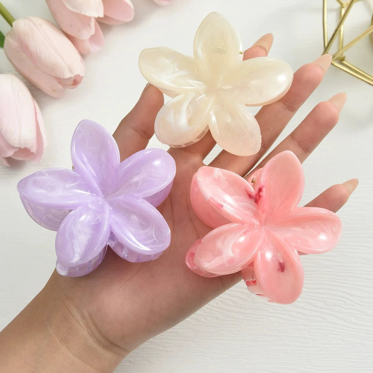 Gradient Flower Hair Clips