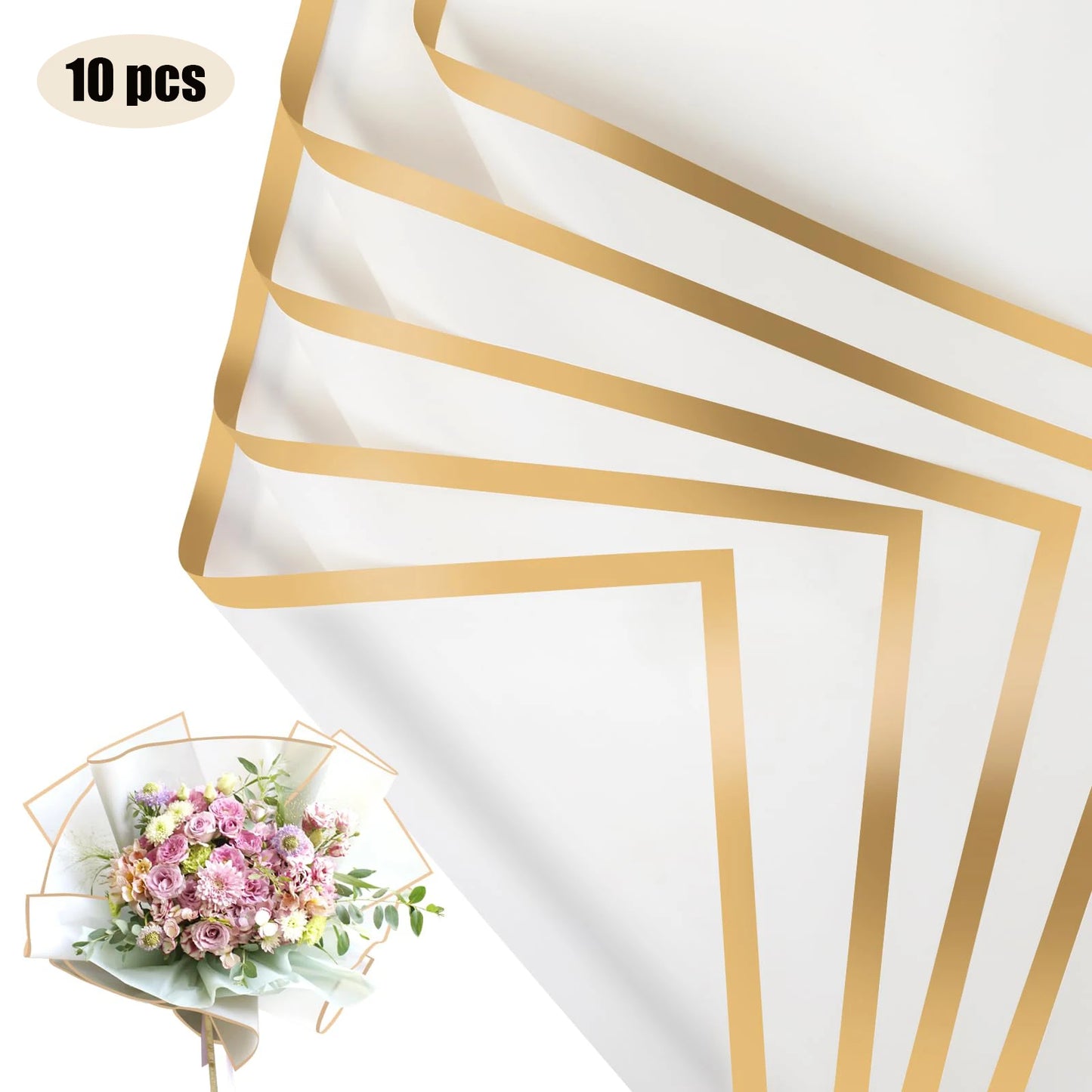 Flower Wrapping Paper with Golden Edges