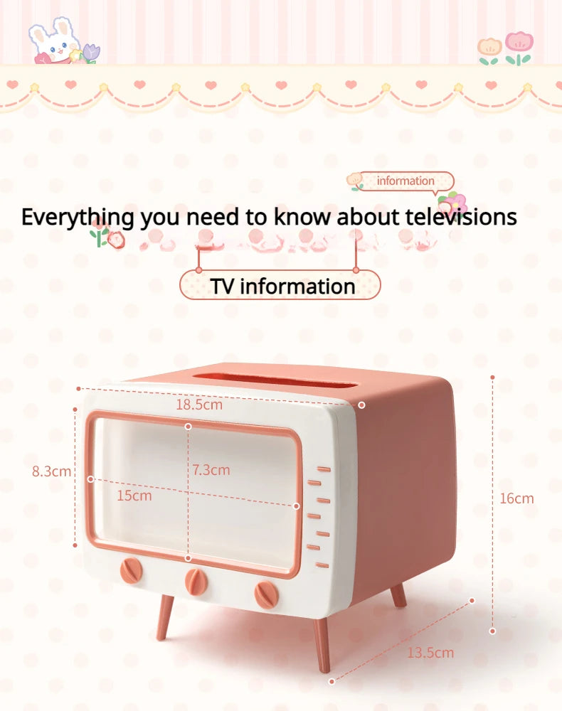 TV Tissue Box Holder with Phone Stand