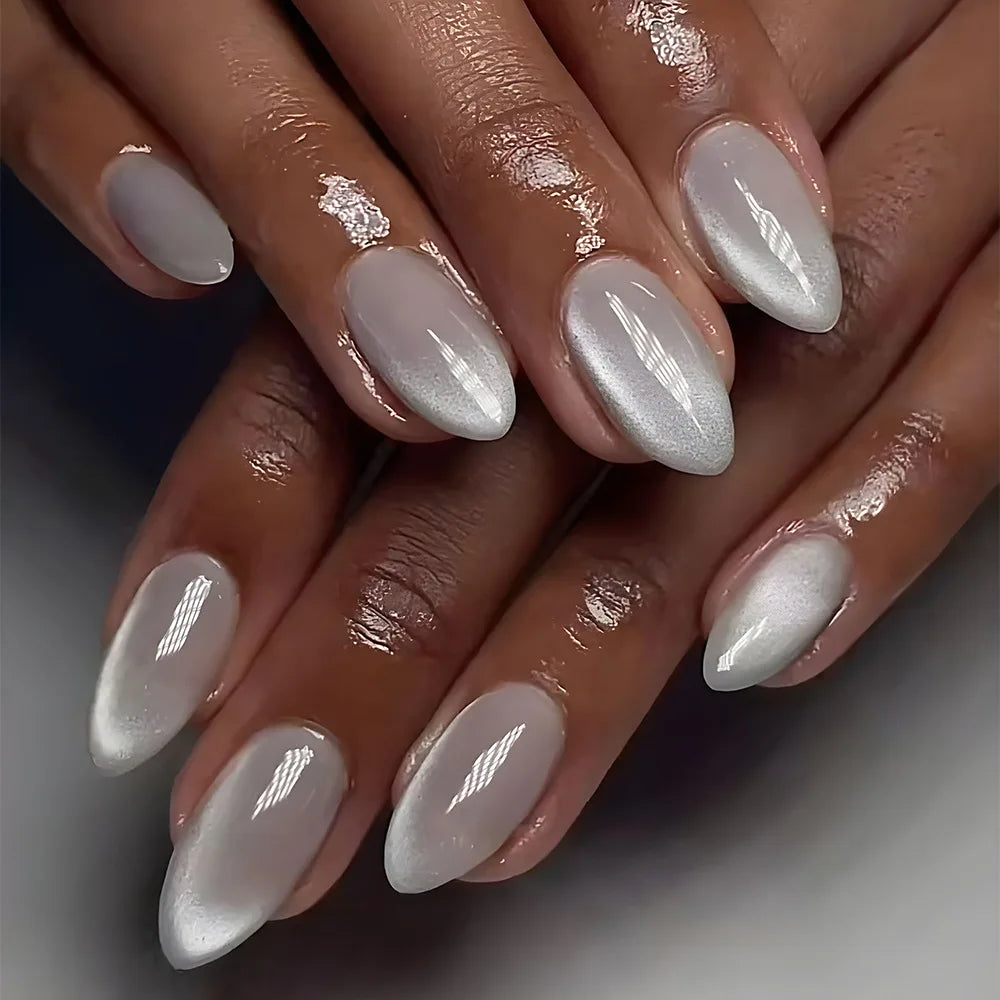 Textured 3D Metallic French Manicure Press-On Nails