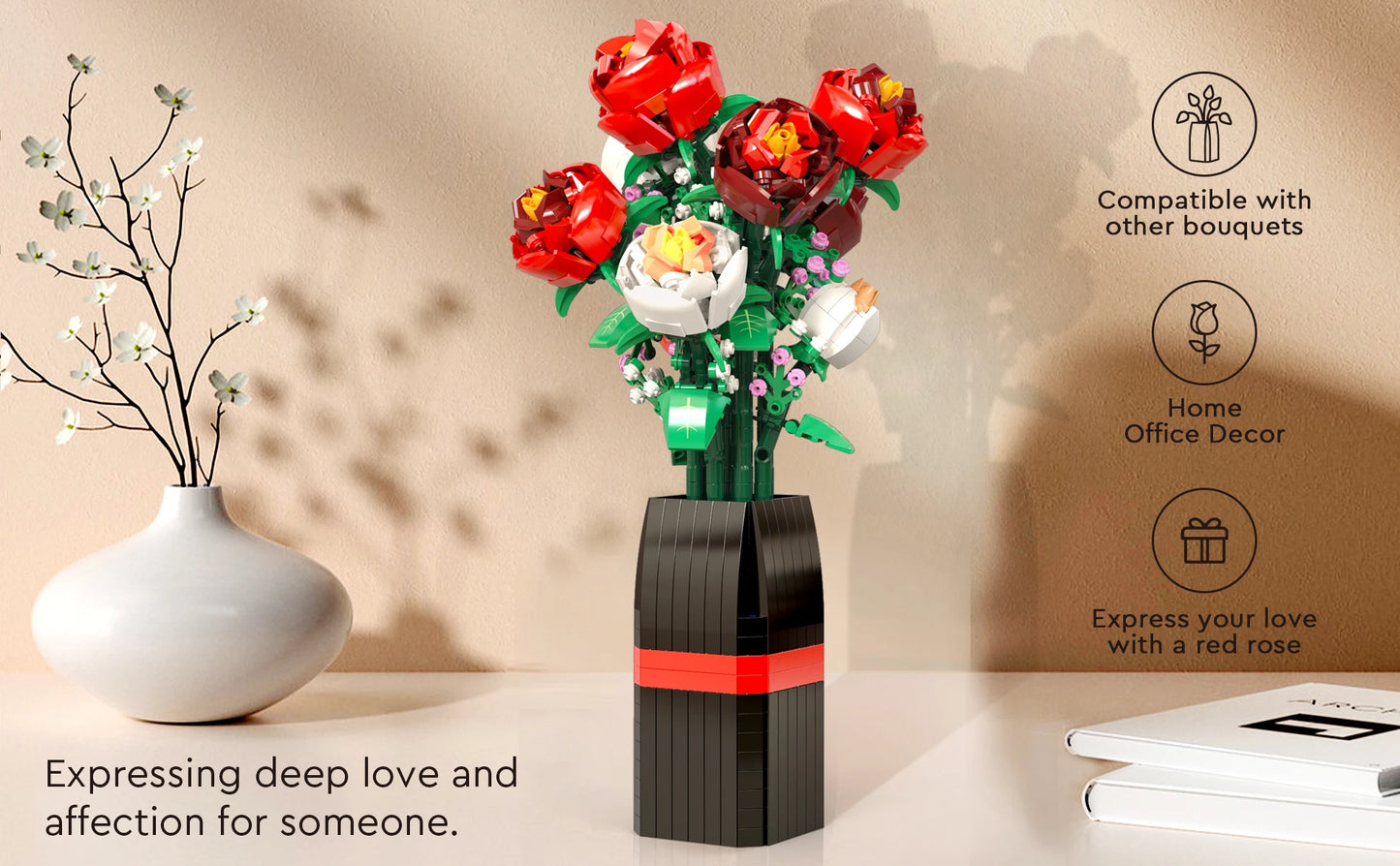 Rose Flower Bouquet Building Set