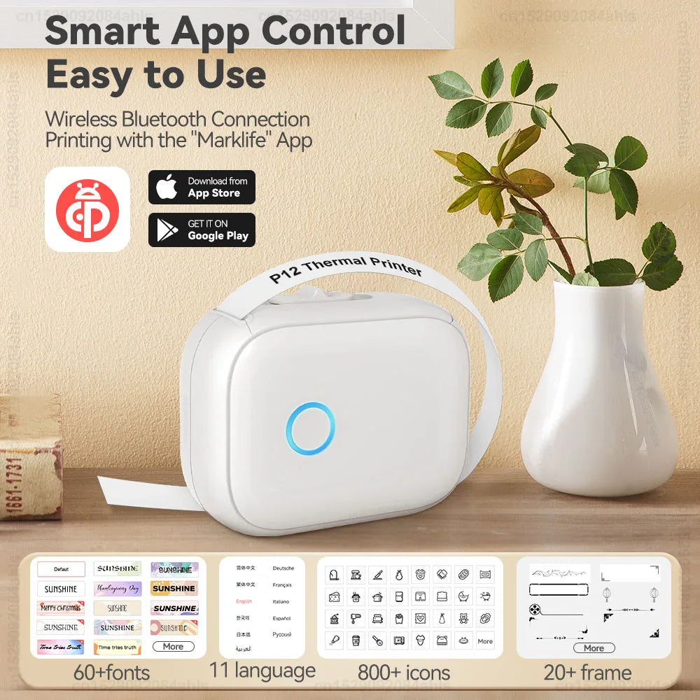 Portable P12 Mini Label Printer