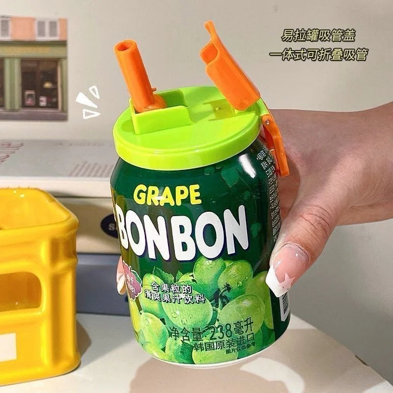 Can Lid With Silicone Straw