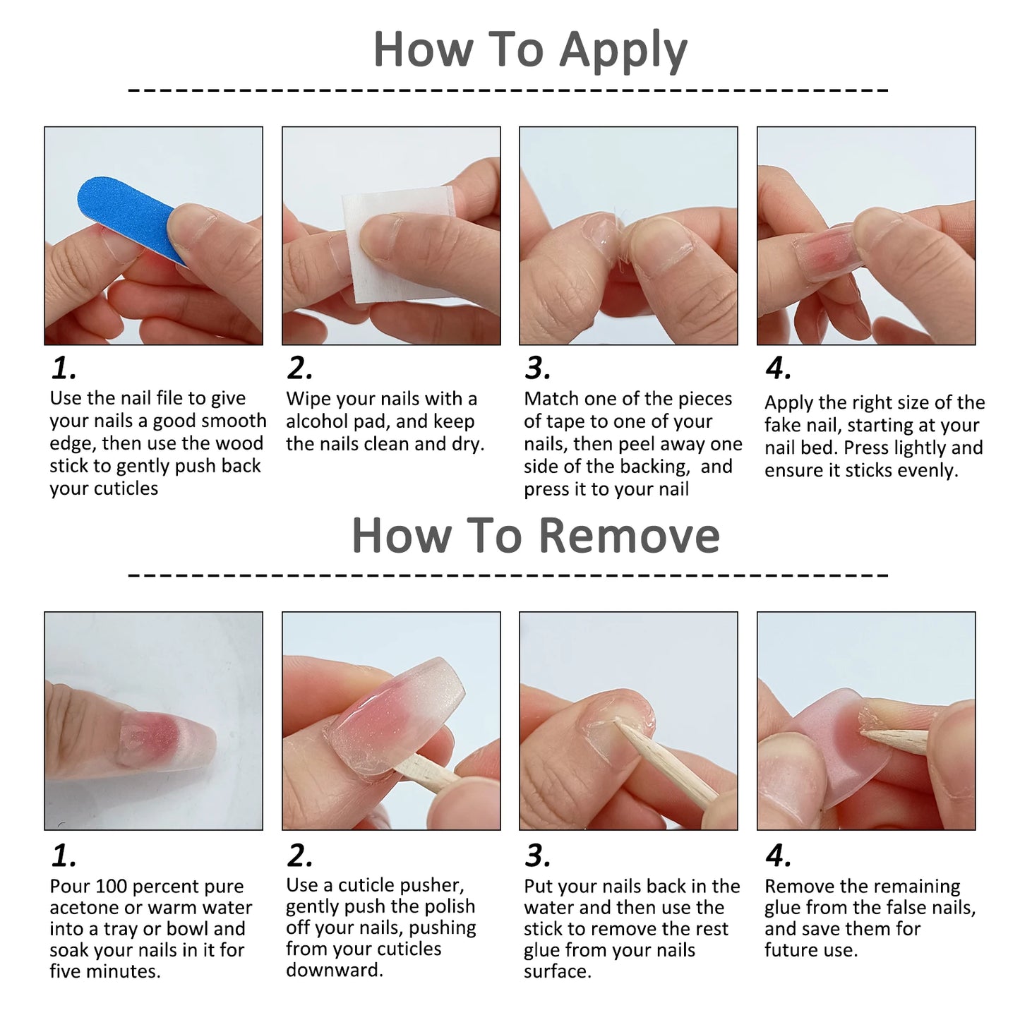 Textured 3D Metallic French Manicure Press-On Nails