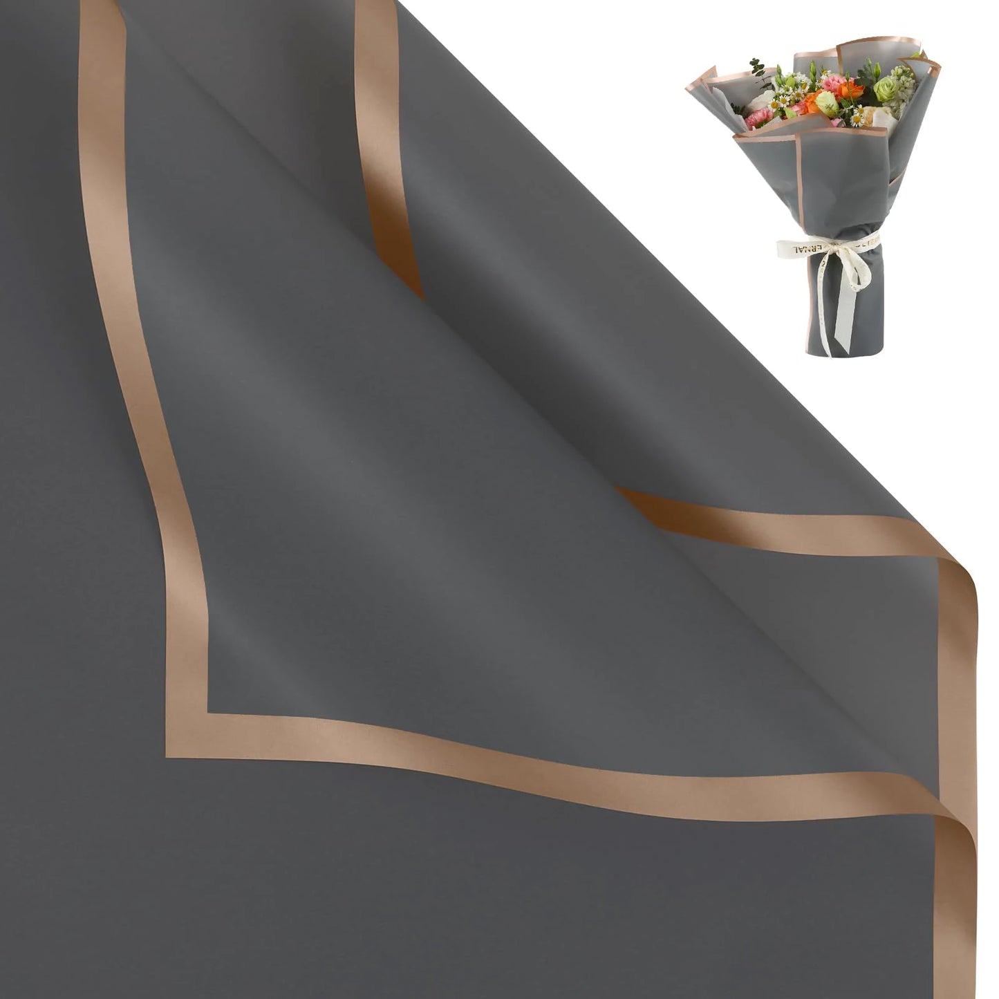 Flower Wrapping Paper with Golden Edges