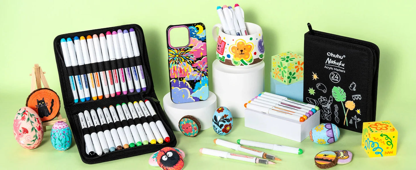 Ohuhu 24-Color Acrylic Paint Markers