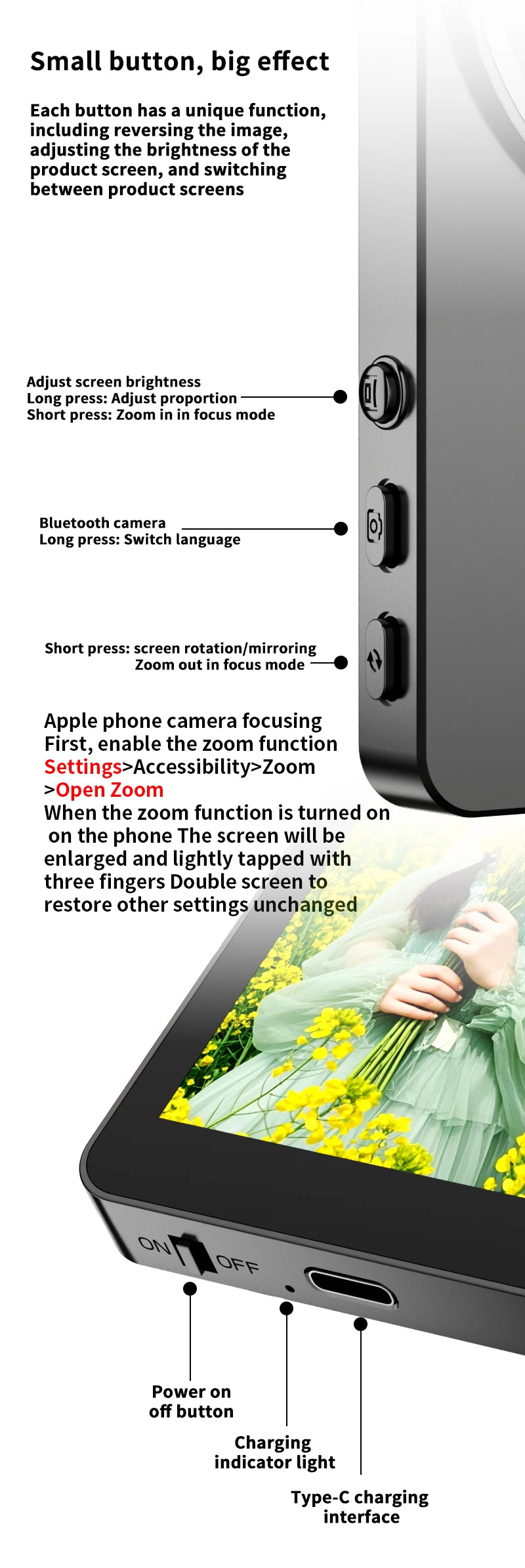 Magnetic Wireless Phone Selfie Monitor