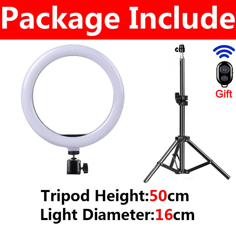 LED Selfie Ring Lamp with Phone Holder Tripod