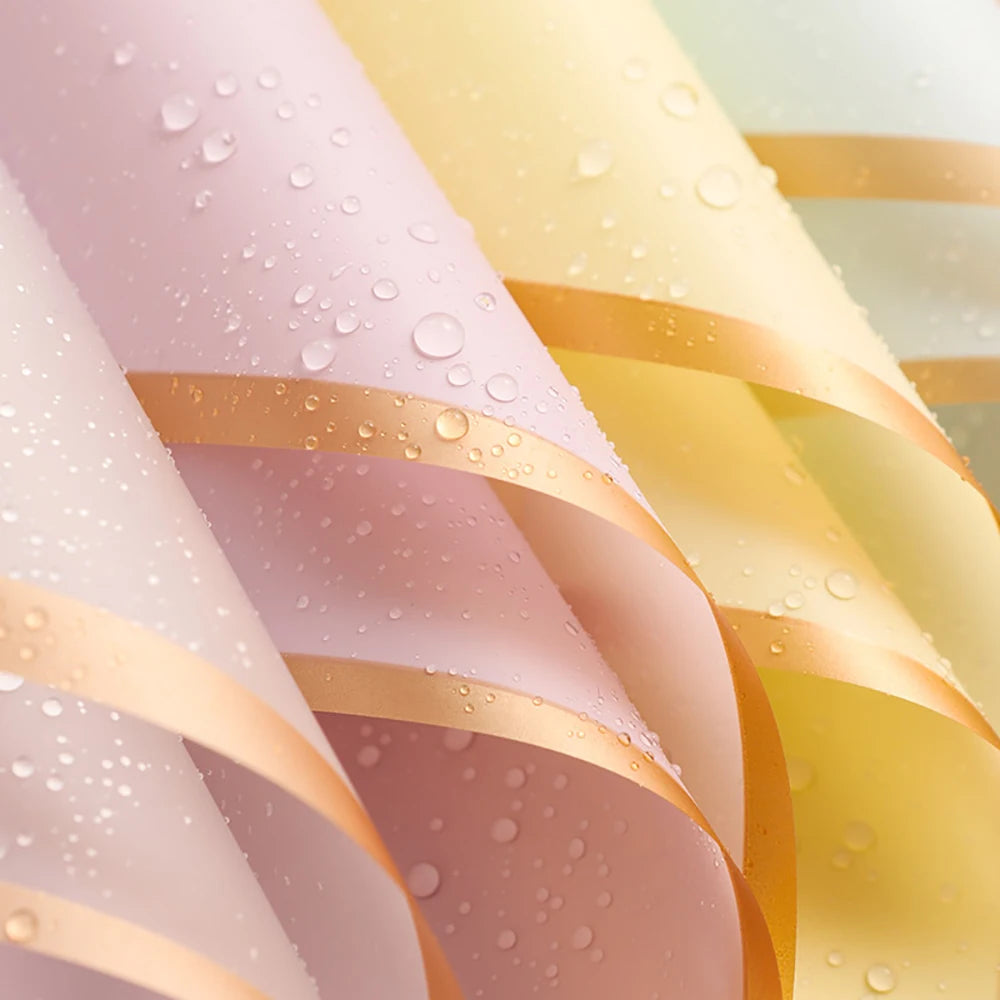 Flower Wrapping Paper with Golden Edges