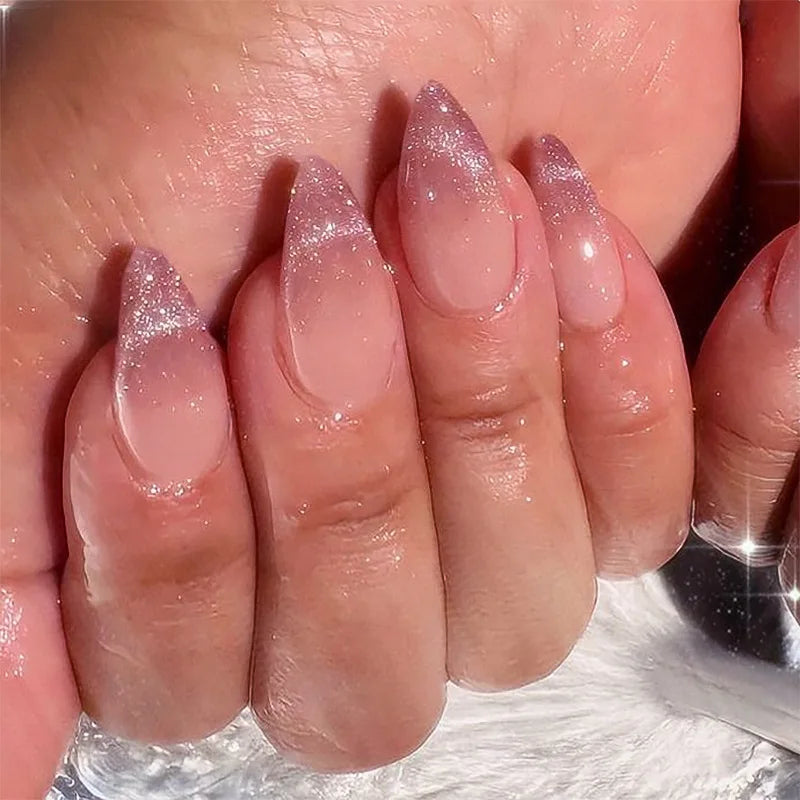 Textured 3D Metallic French Manicure Press-On Nails