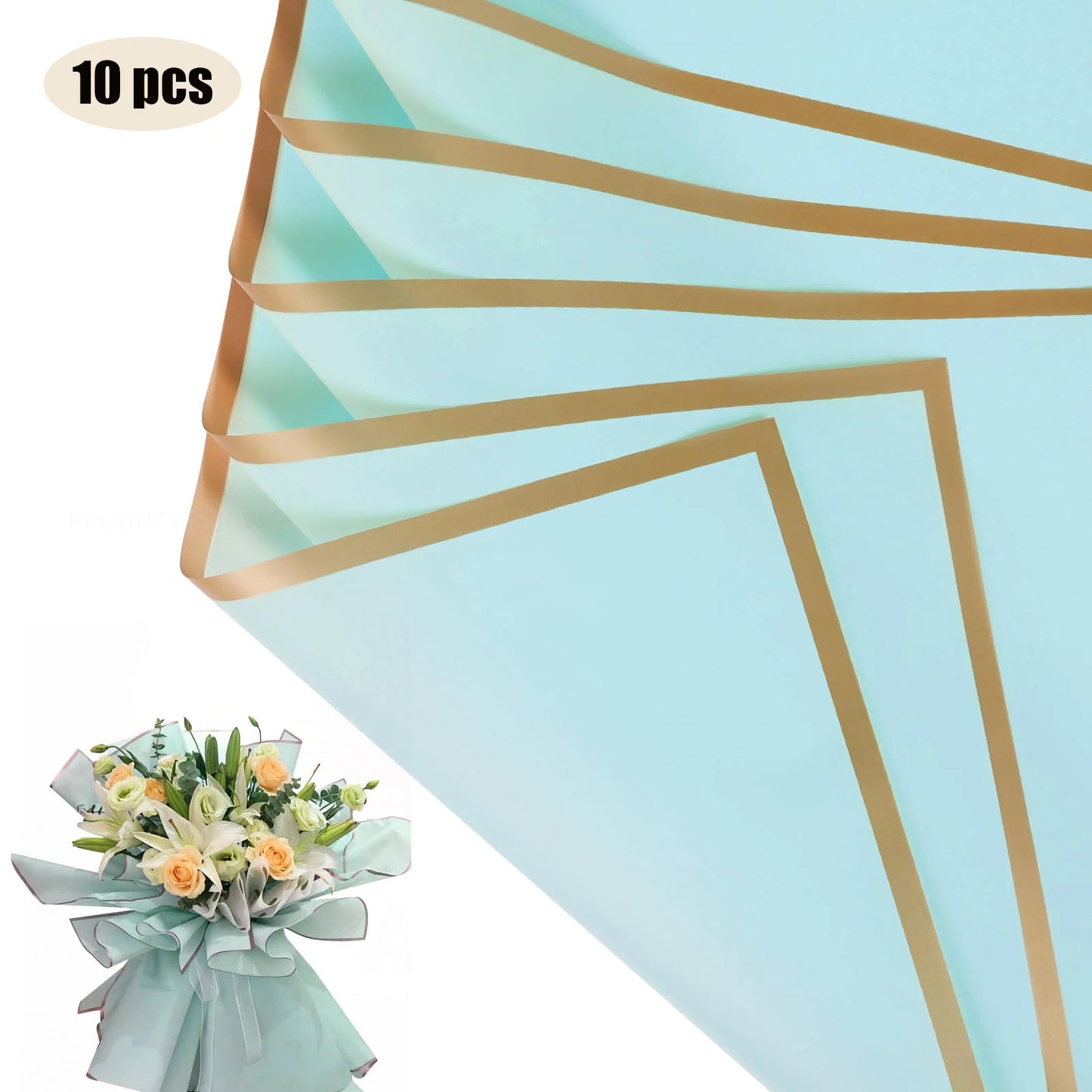 Flower Wrapping Paper with Golden Edges