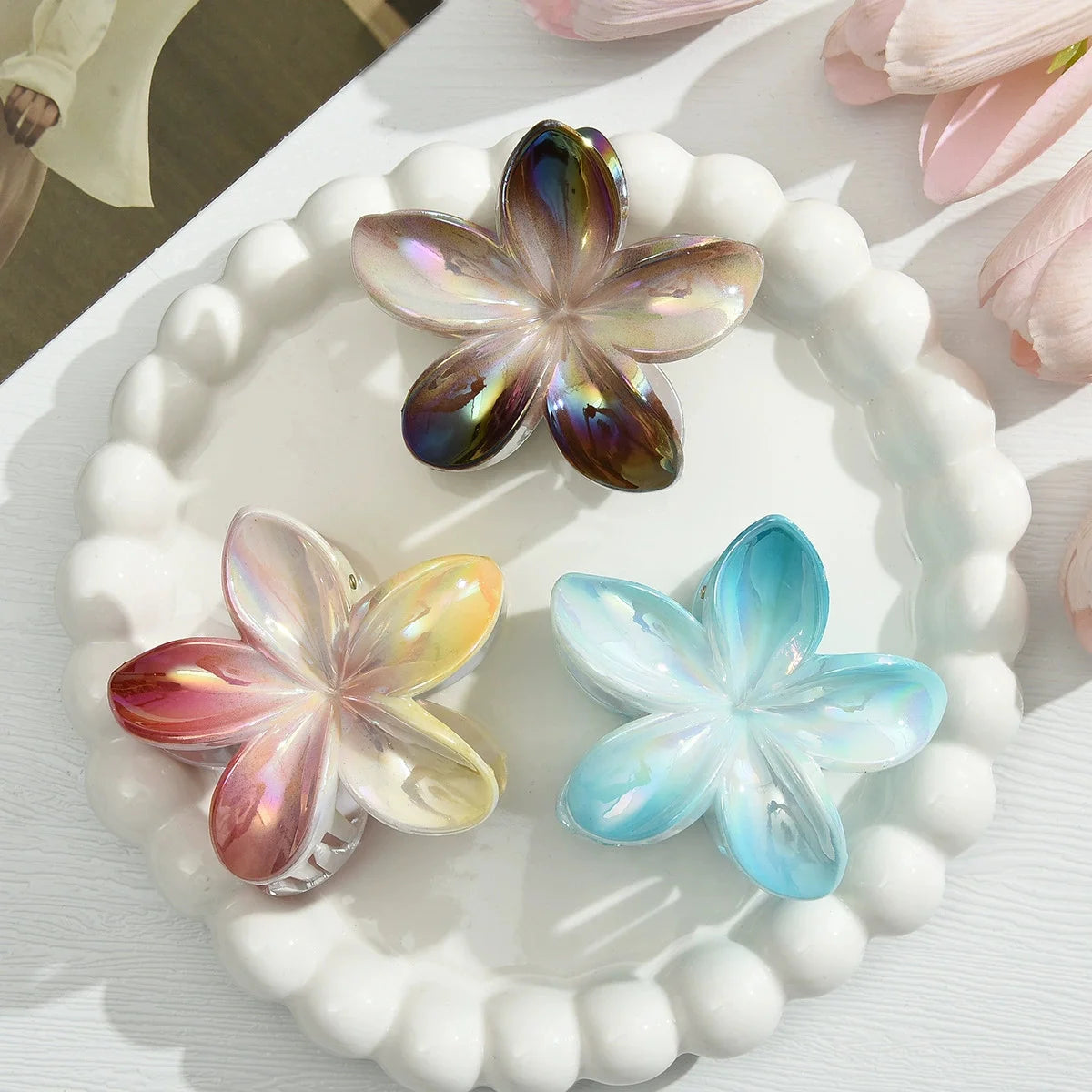 Gradient Flower Hair Clips