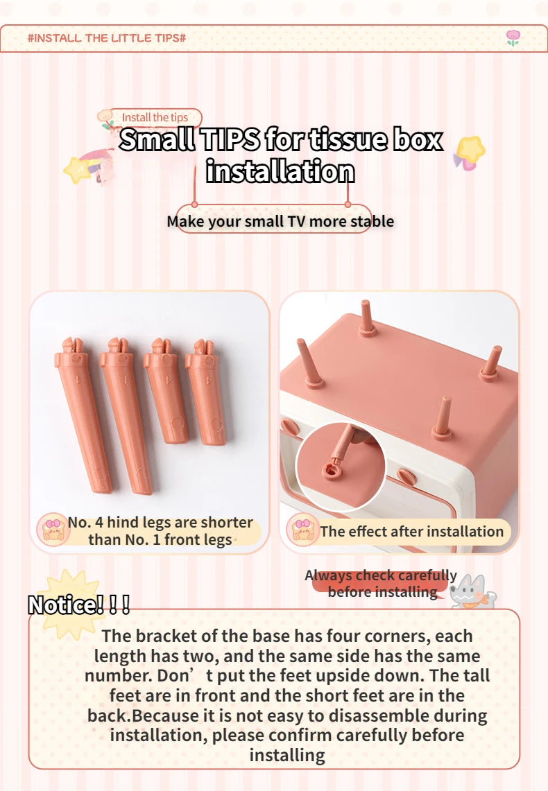 TV Tissue Box Holder with Phone Stand