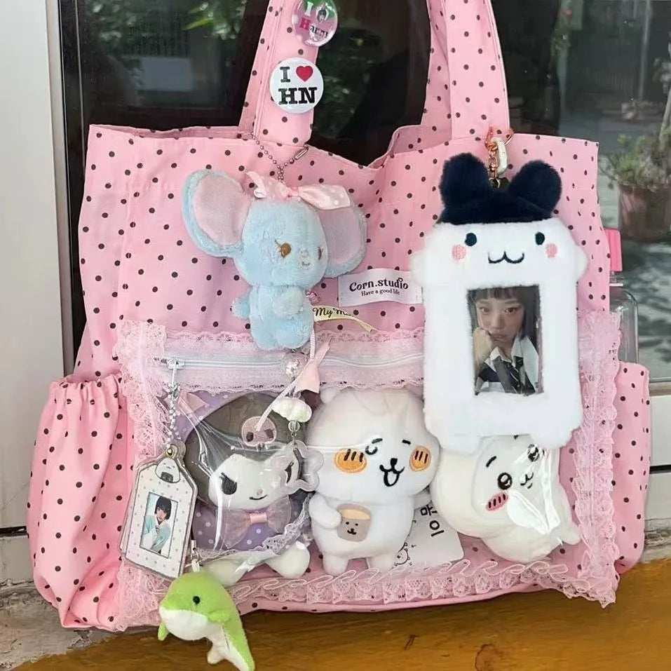 Y2K Polka Dot Tote Bag