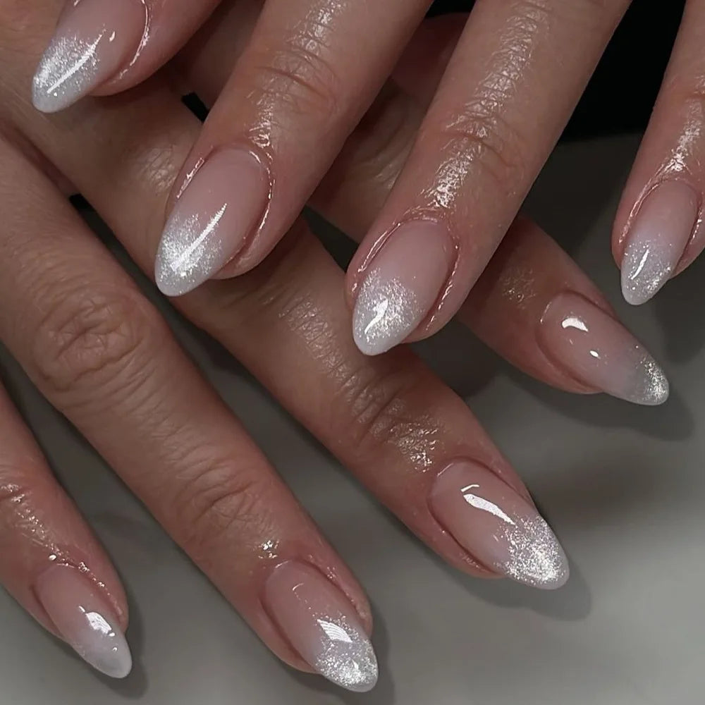 Textured 3D Metallic French Manicure Press-On Nails