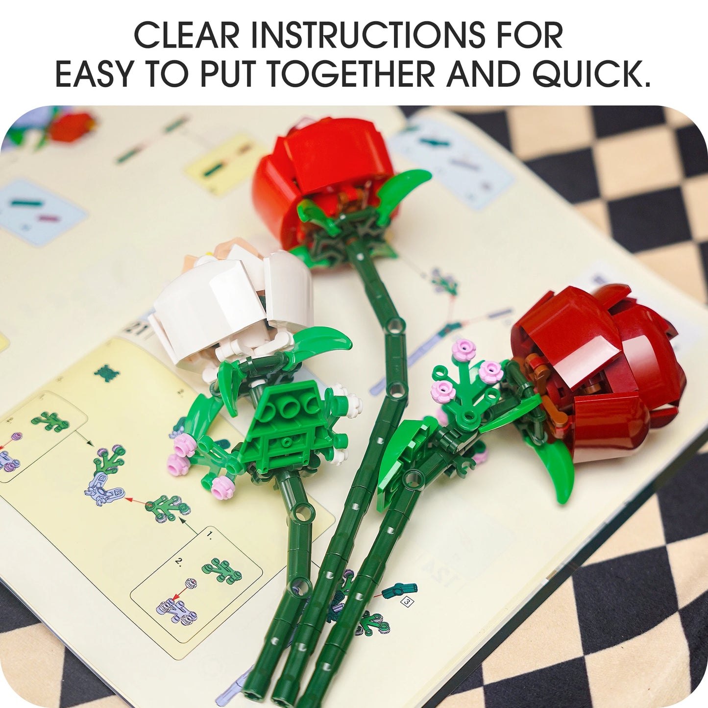Rose Flower Bouquet Building Set
