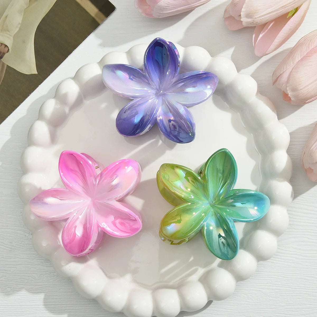 Gradient Flower Hair Clips