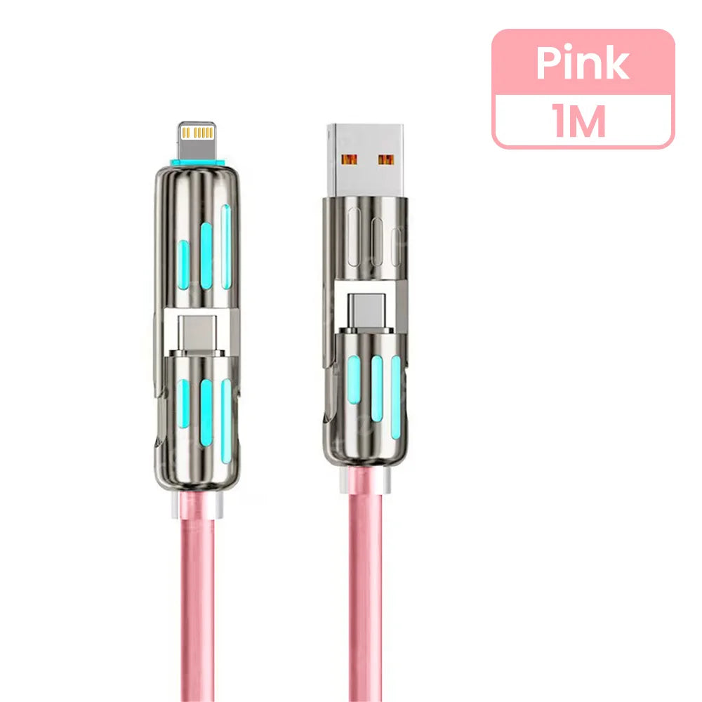 240W 4 in 1 Fast Charging Cable USB-A/USB-C to Type-C & Lightning