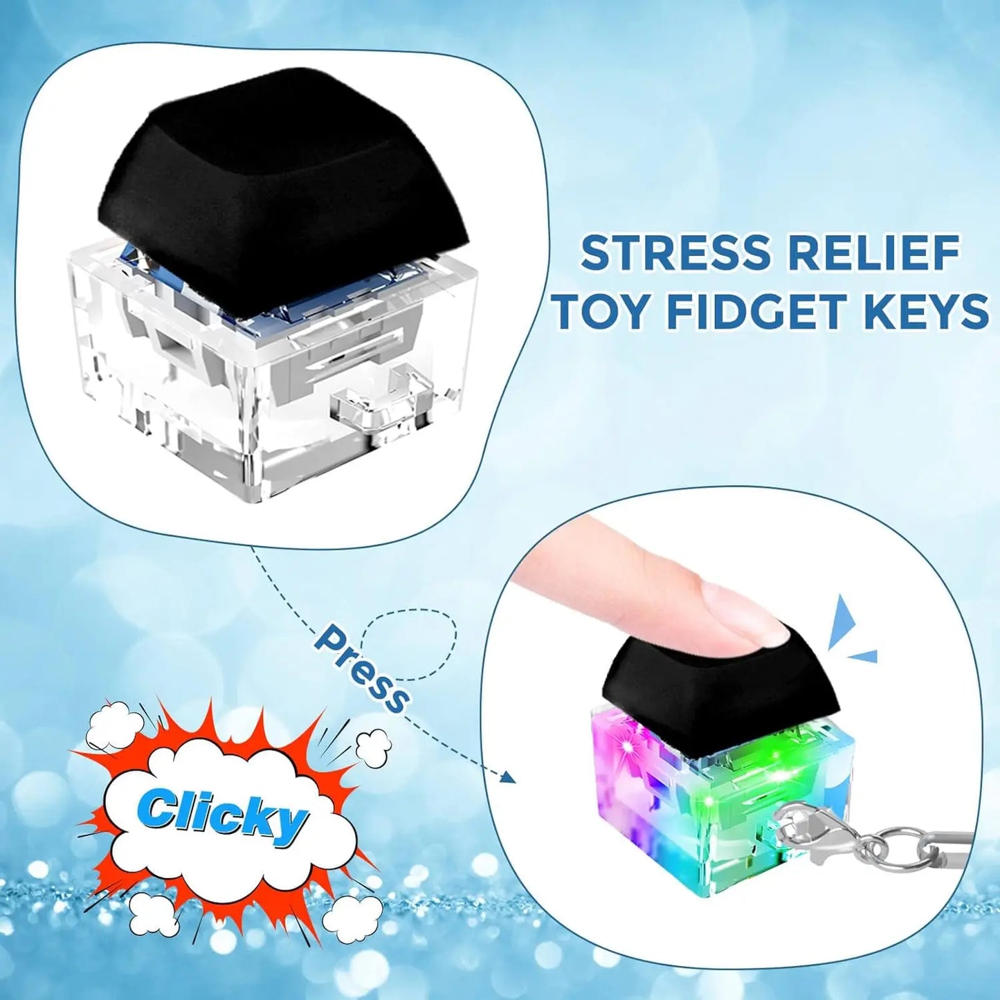 LED Keyboard Fidget Keychain